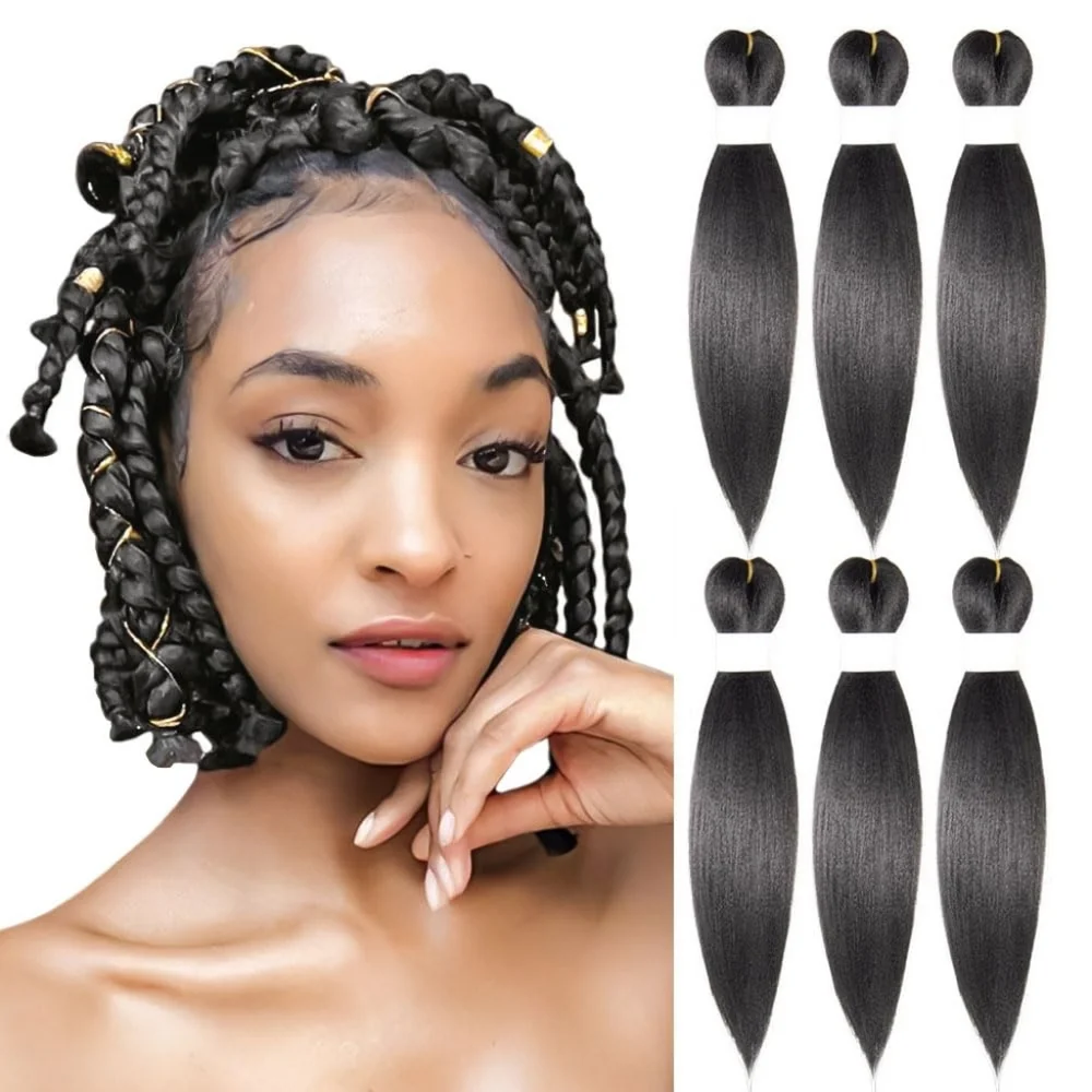 10” Pre-Stretched Braiding Hair • 3 Packs • Color 2 Off Black • Short Straight‎